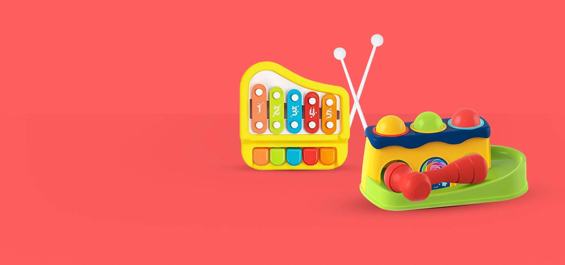 Детски образователен комплект за научни експерименти с цветни елементи на червен фон