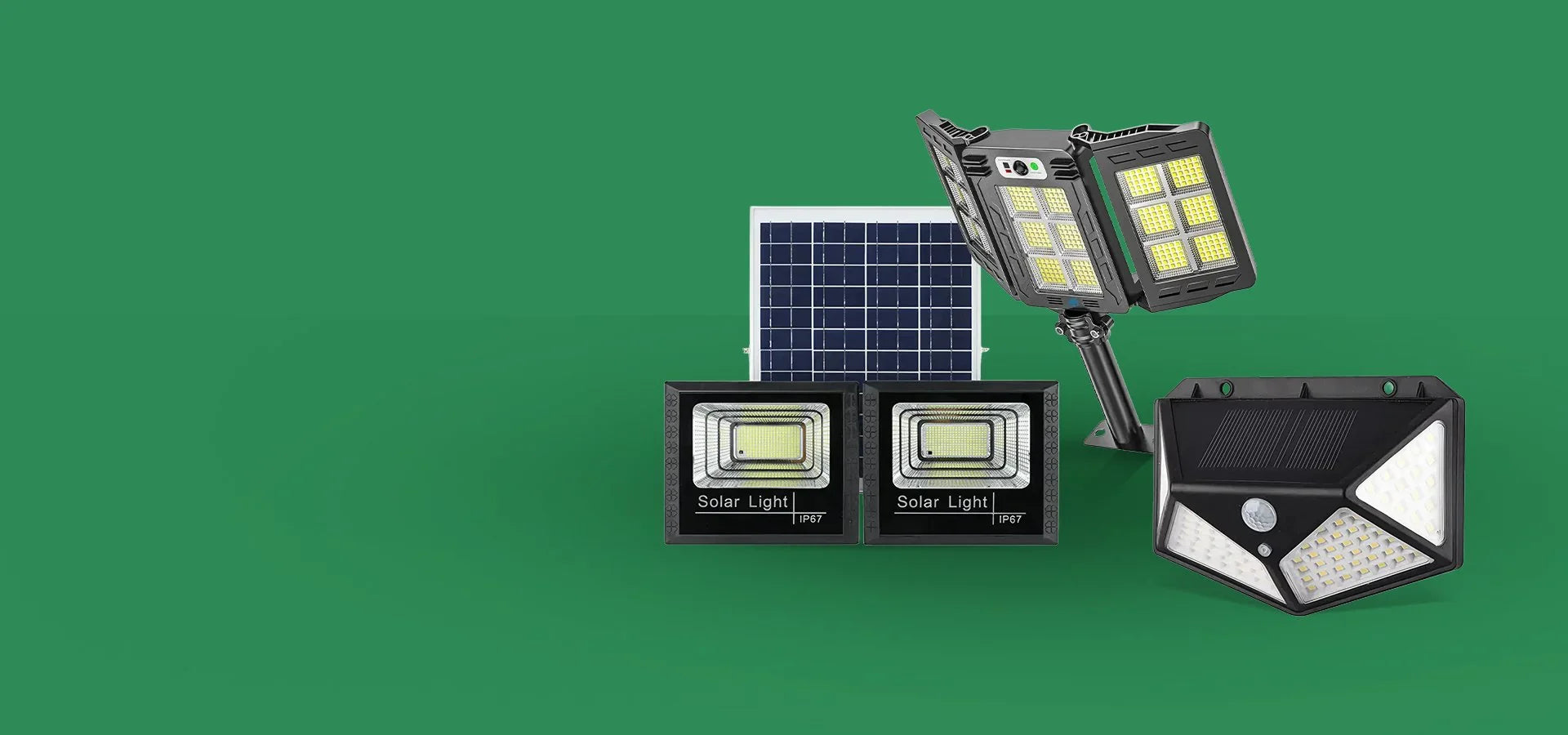 Комплект външни LED соларни лампи с панел за градинско или домашно осветление