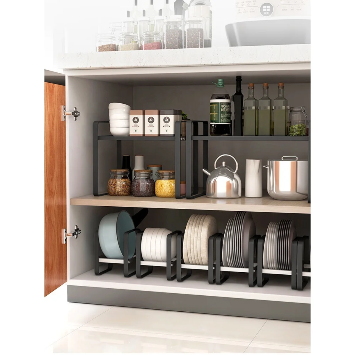 Многофункционален метален органайзер за дъски, капаци, чинии и тенджери