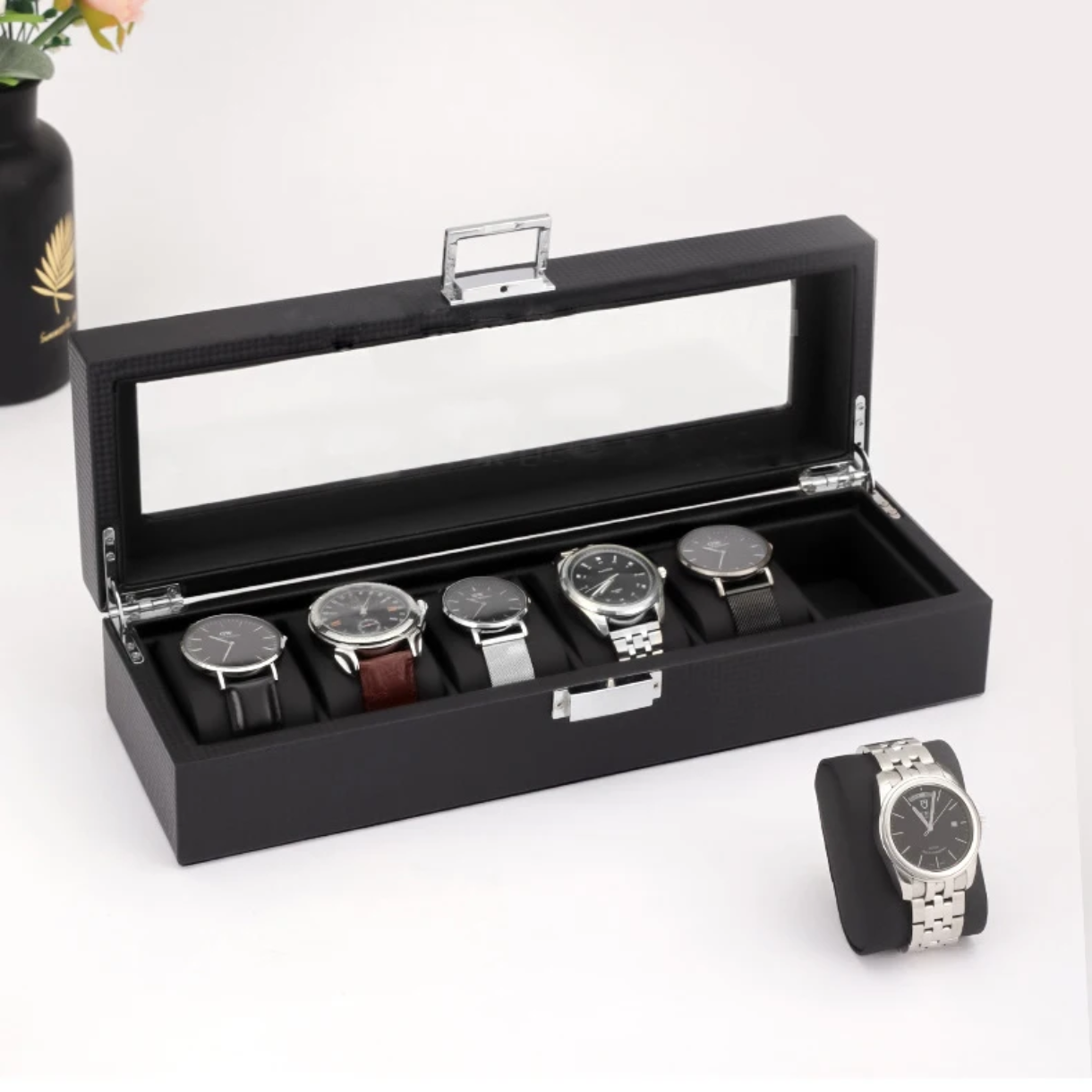 Луксозна кутия за 6 часовника от еко кожа