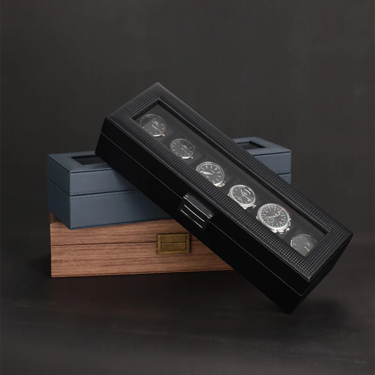 Луксозна кутия за 6 часовника от еко кожа