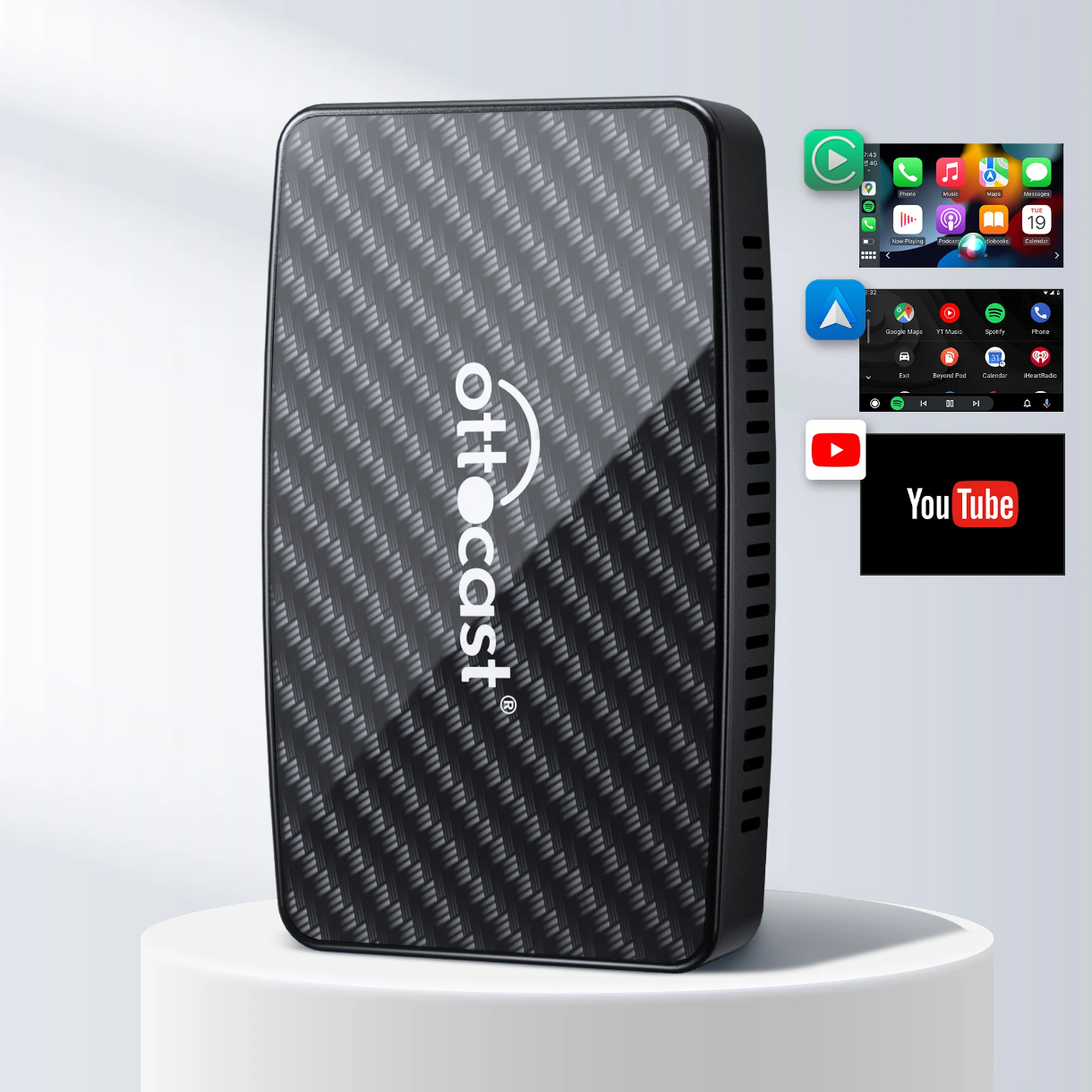 Безжичен адаптер Ottocast – съвместим с Apple CarPlay и Android Auto, Netflix / YouTube / Spotify