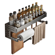 Стенна поставка за подправки и кухненски принадлежности от въглеродна стомана