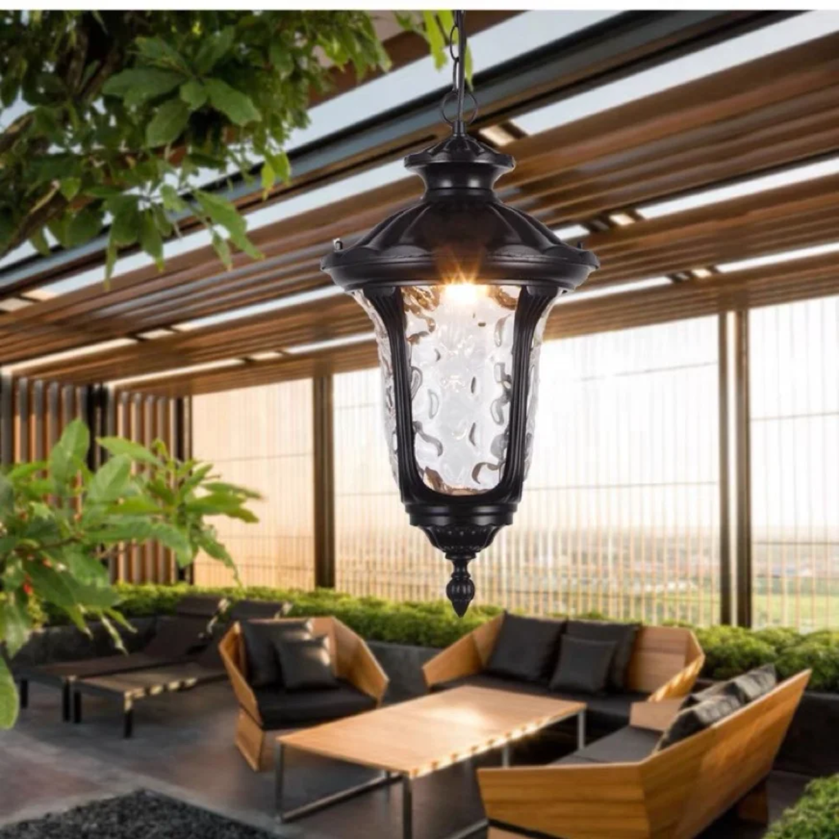 Външна висяща LED лампа за балкон и градина