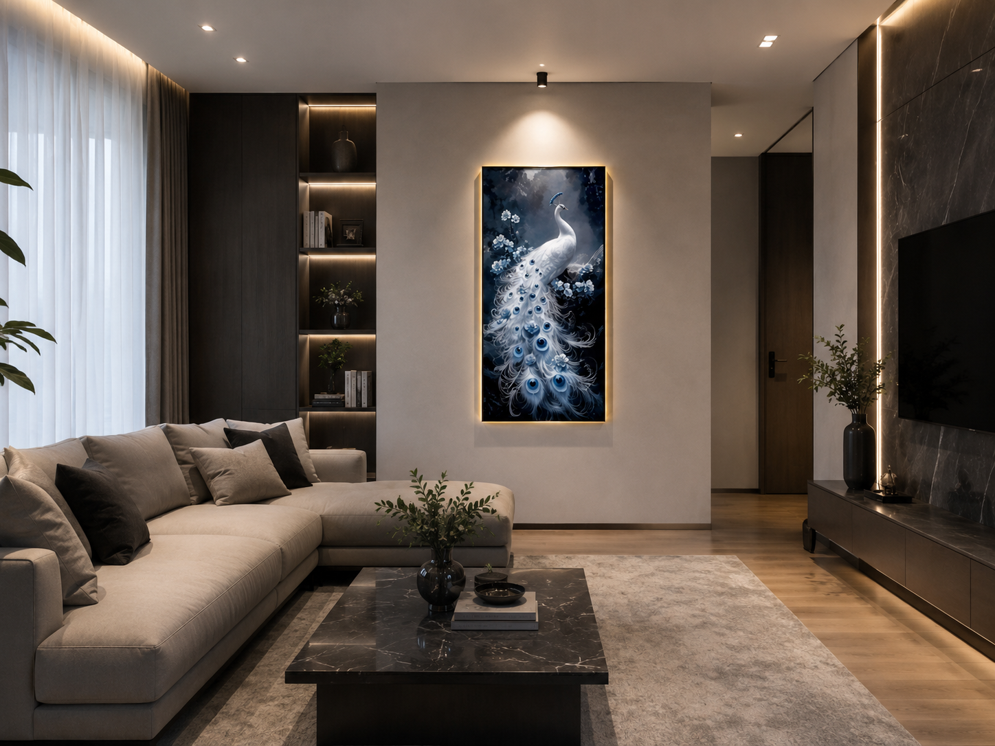 LED картина „Кралски Паун“ – луксозно пано за стенна декорация