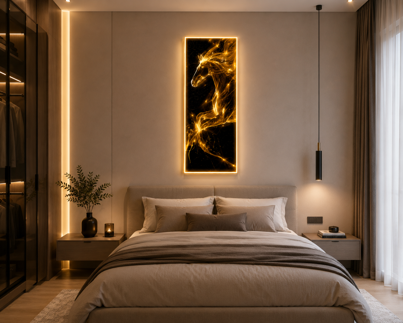 LED Картина „Златен Кон“