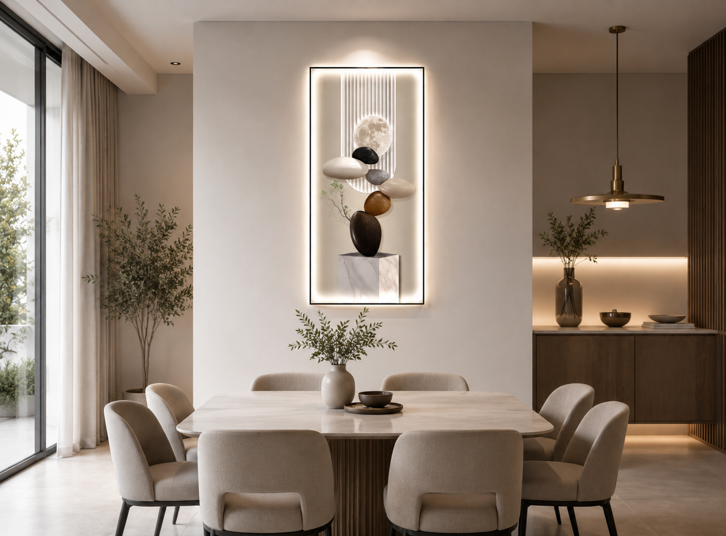 LED Картина „Камъни и Луна“