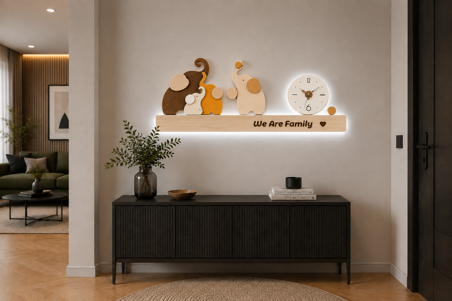 LED Декоративна картина с часовник “We Are Family”