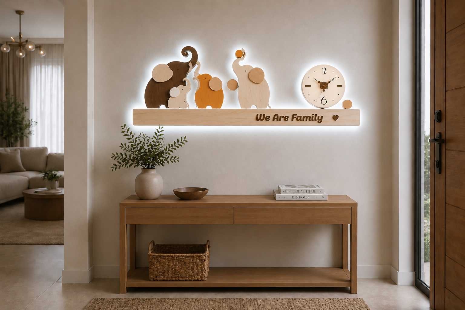 LED Декоративна картина с часовник “We Are Family”