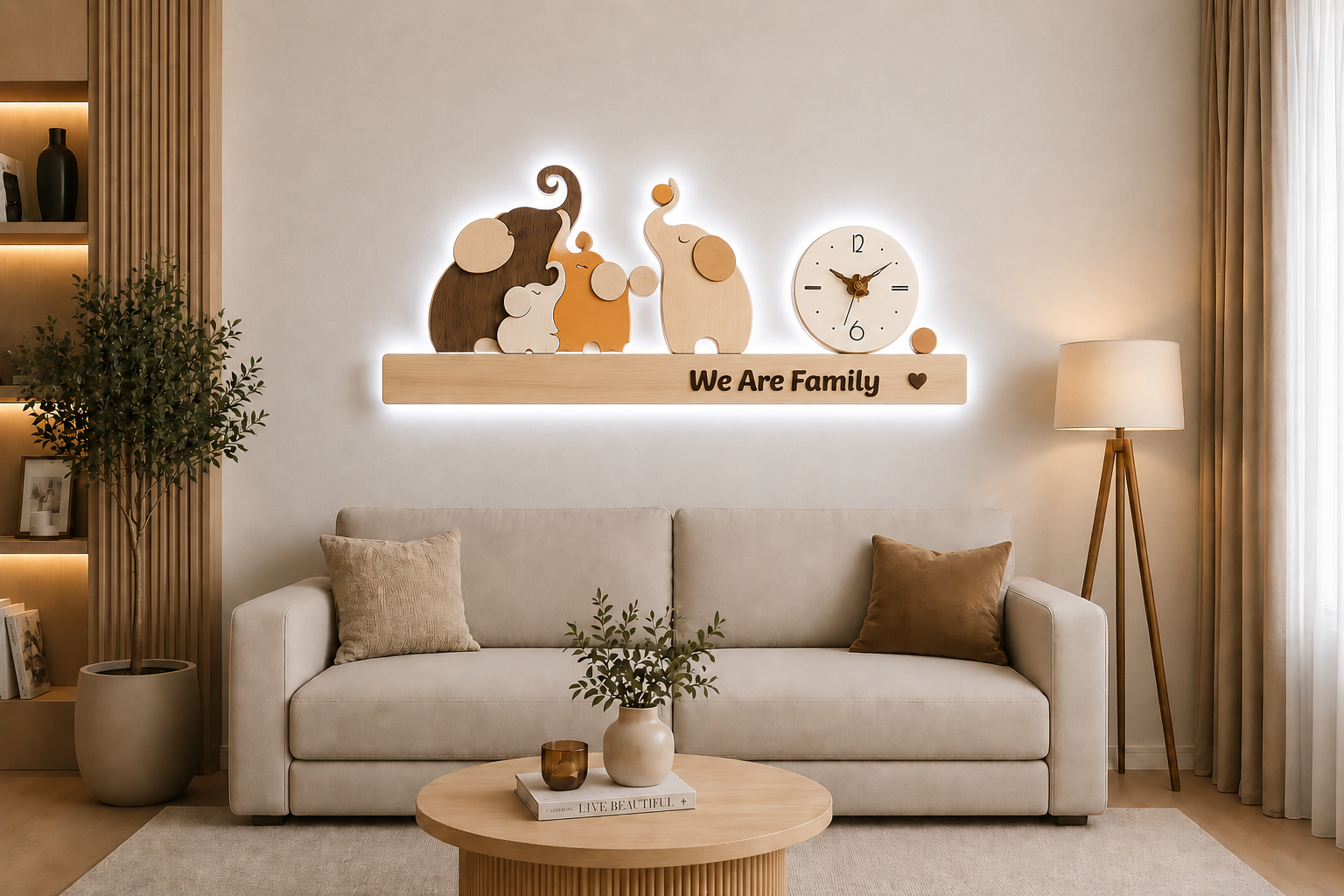 LED Декоративна картина с часовник “We Are Family”