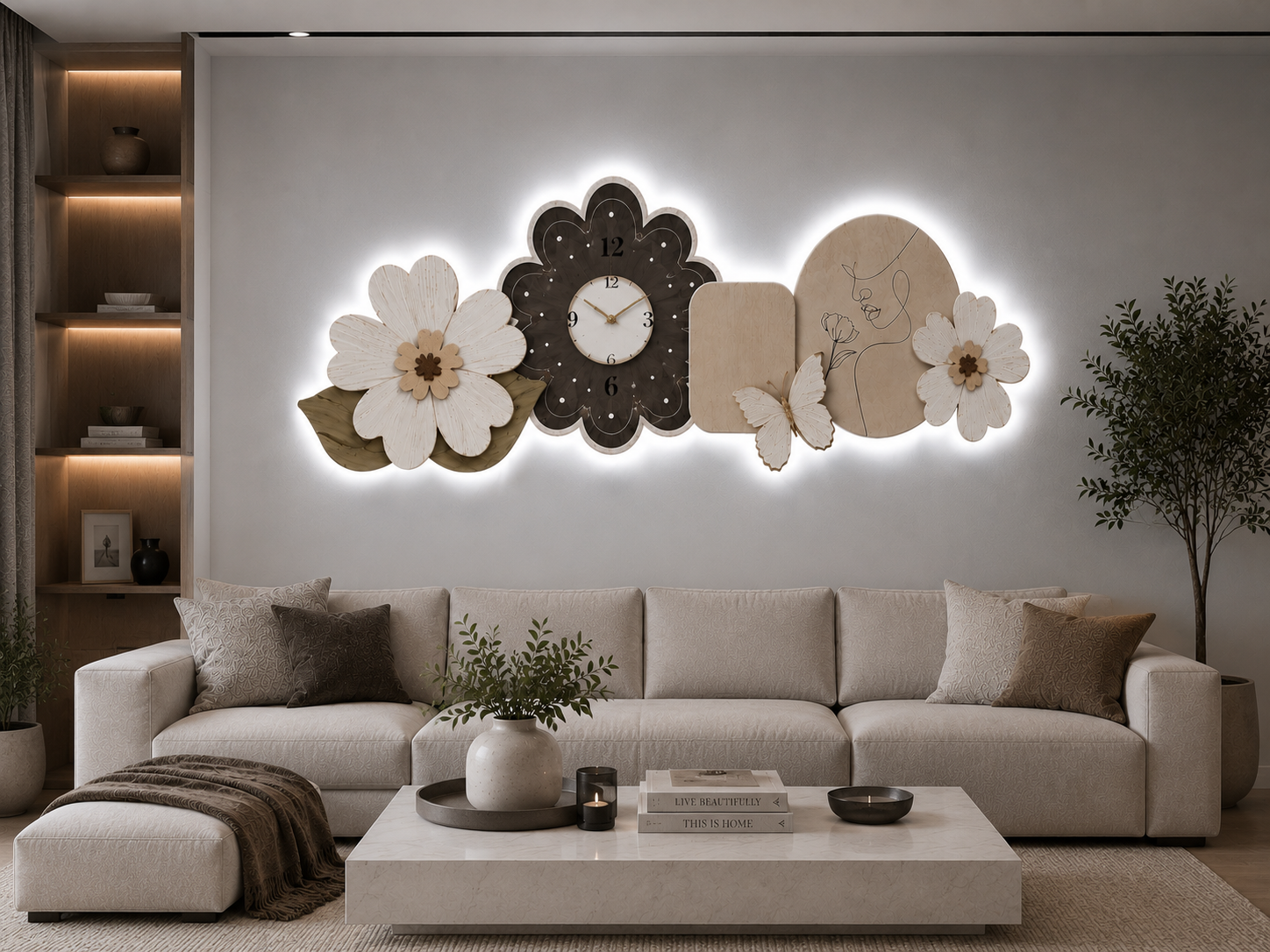 Арт LED картина с часовник и цветен дизайн