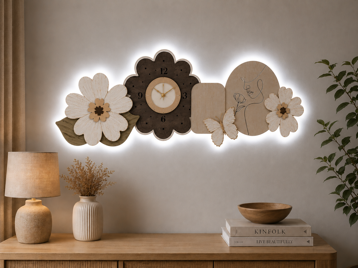Арт LED картина с часовник и цветен дизайн