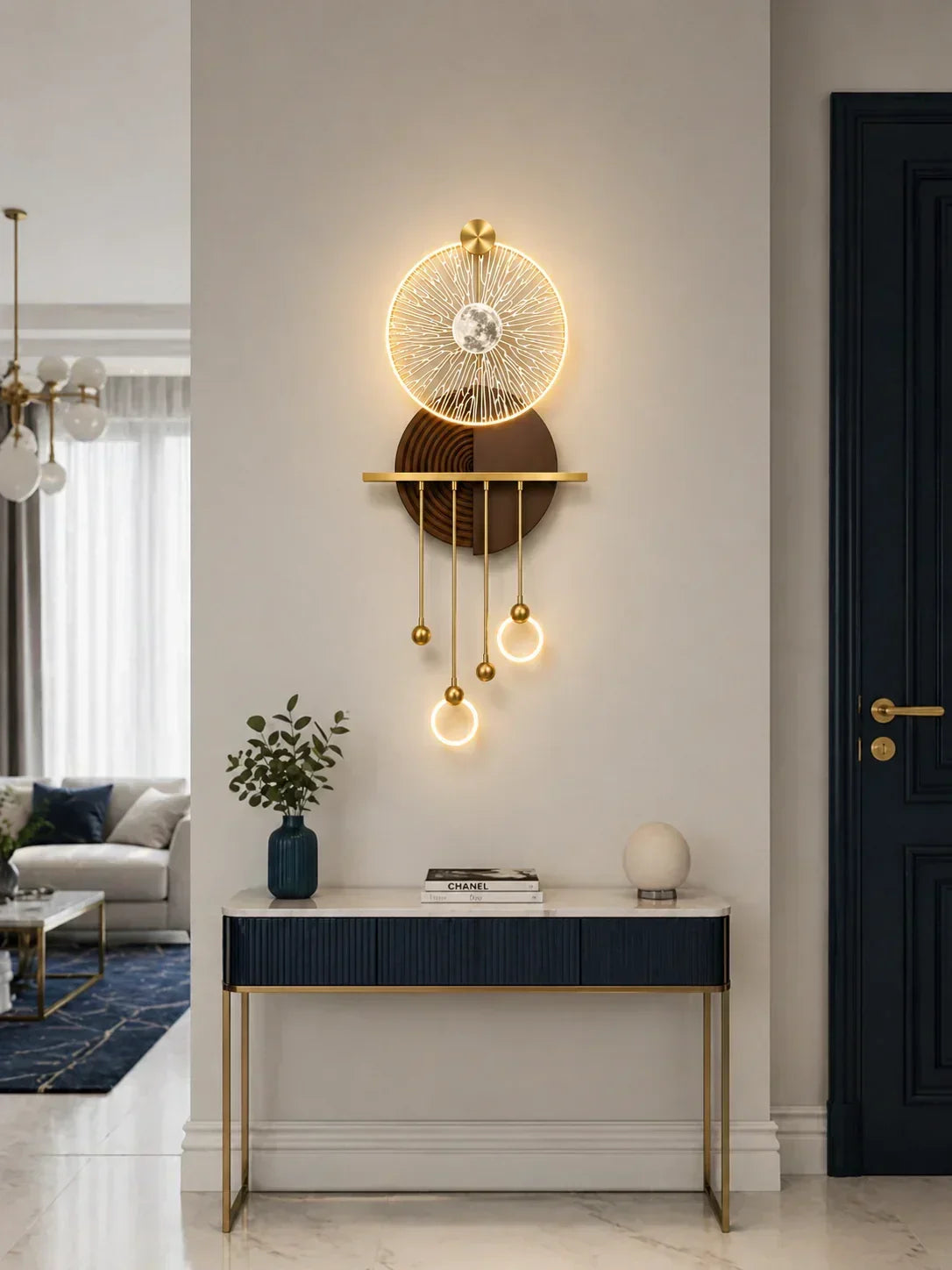 3D LED Декоративна Картина с Абстрактен Кръг и Светлинен Ефект