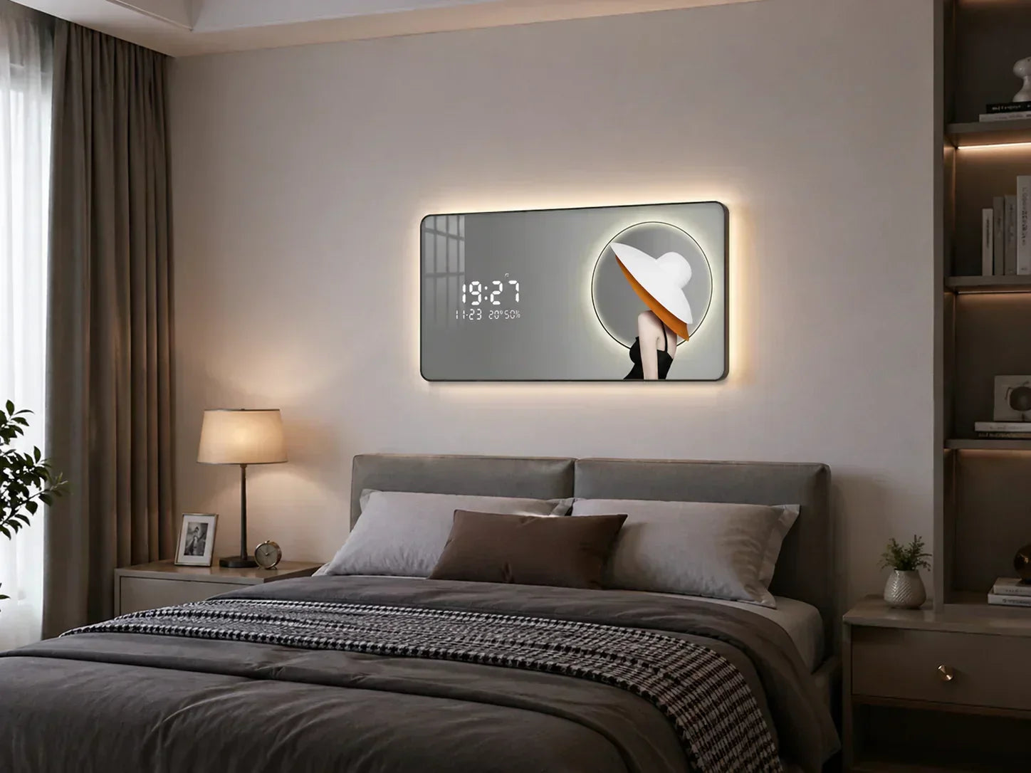 LED картина с дигитален часовник и стилна дамска визия