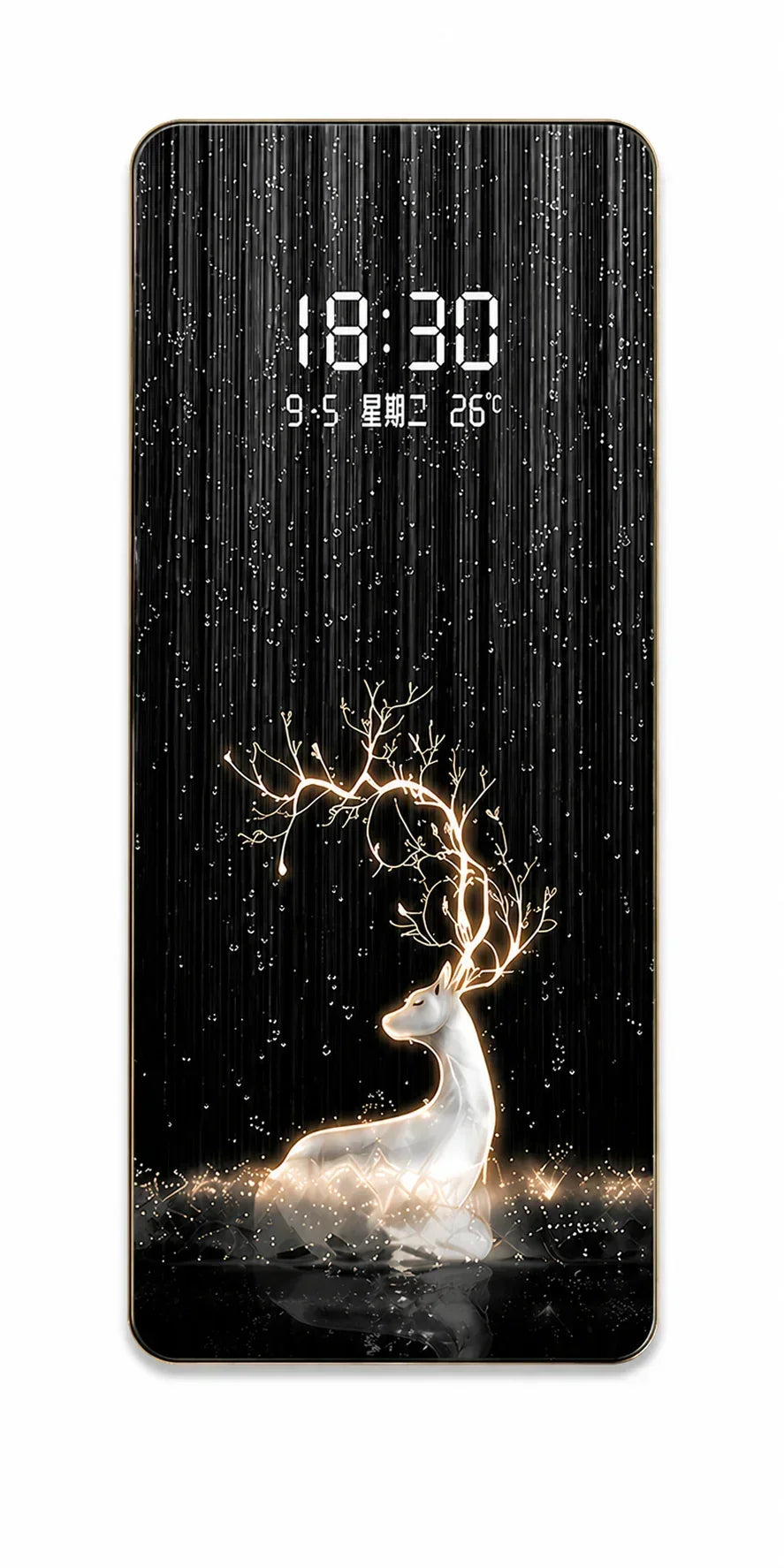 LED картина с дигитален часовник и декоративен дизайн с елен