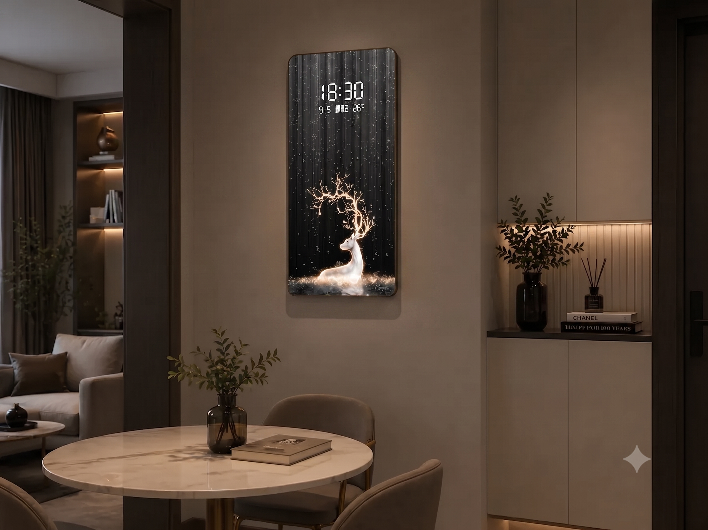 LED картина с дигитален часовник „Елен“ – Елегантна декорация за стена