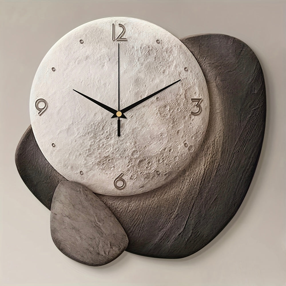 Стенен Часовник „Лунен Камък“ с 3D Релеф и LED Подсветка