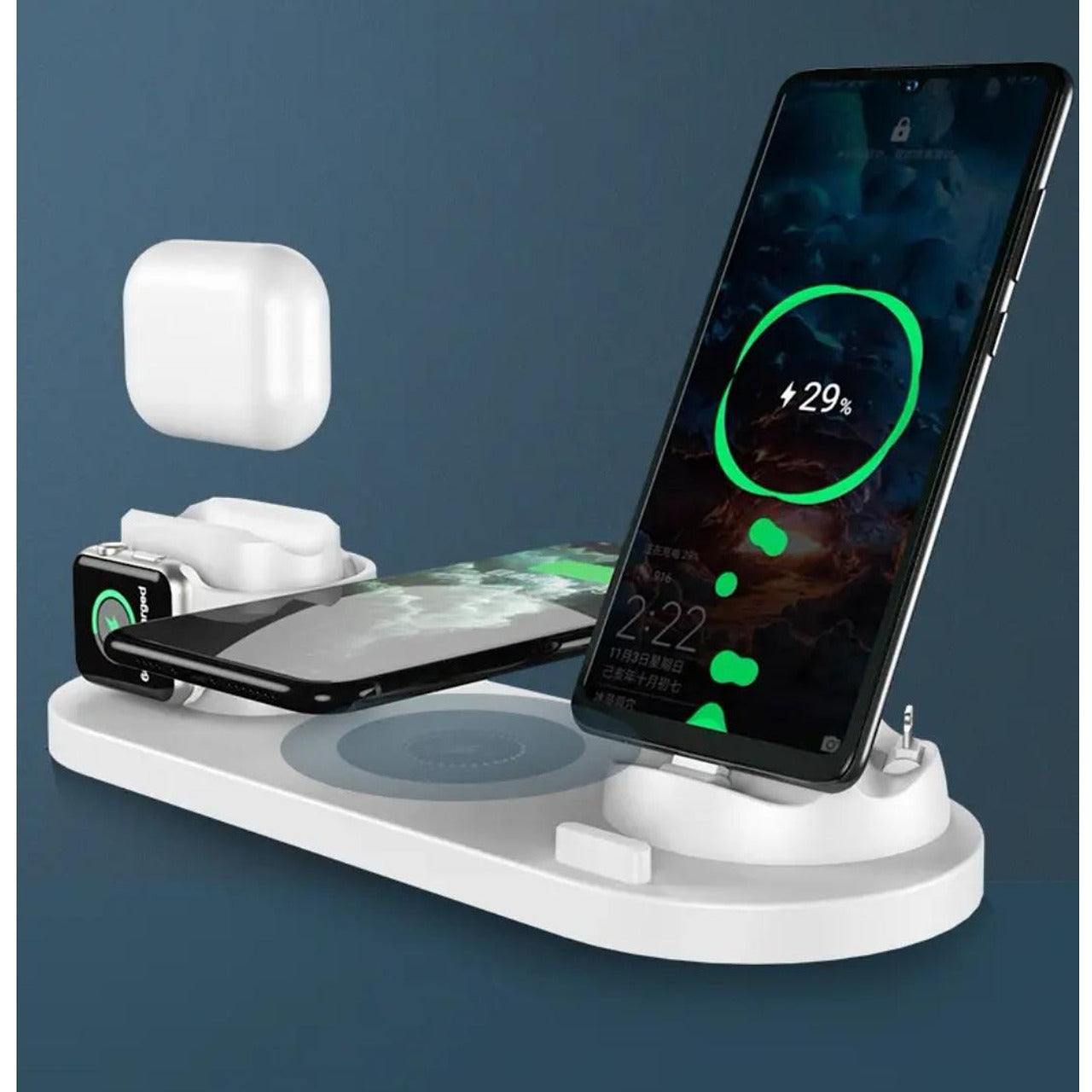 Стойка за безжично зареждане 6 в 1 за iPhone, iWatch и AirPods, от алуминий