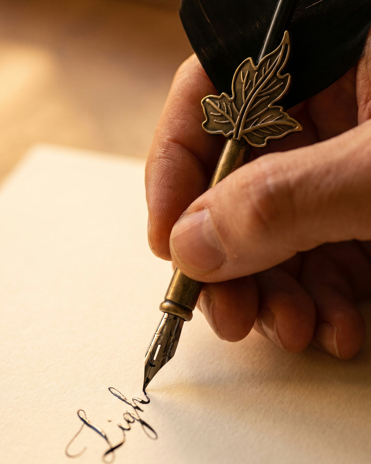 Калиграфското перо с метален писец отблизо