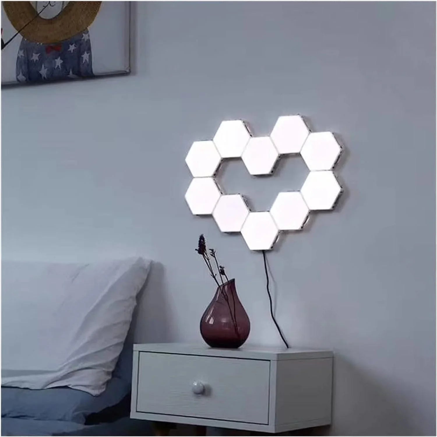 Квантова стенна шестоъгълна LED лампа - 7 броя