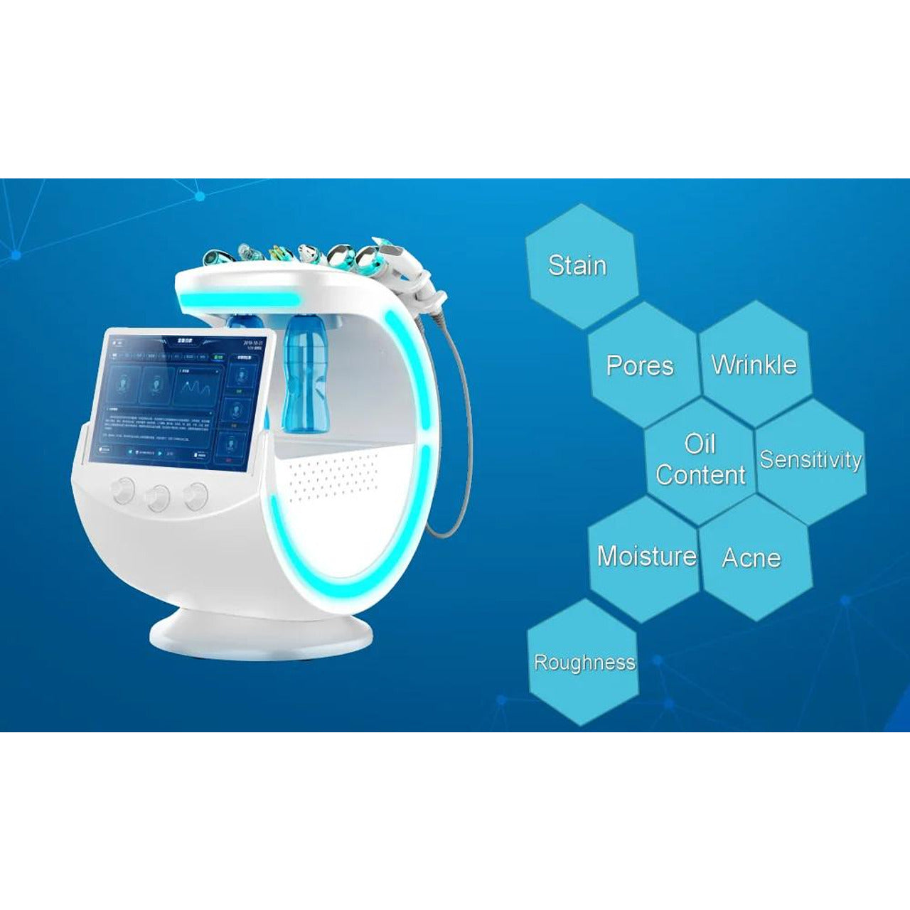 Мултифункционален 7-в-1 уред за анализ и грижа за кожата с Ice Blue Plus технология