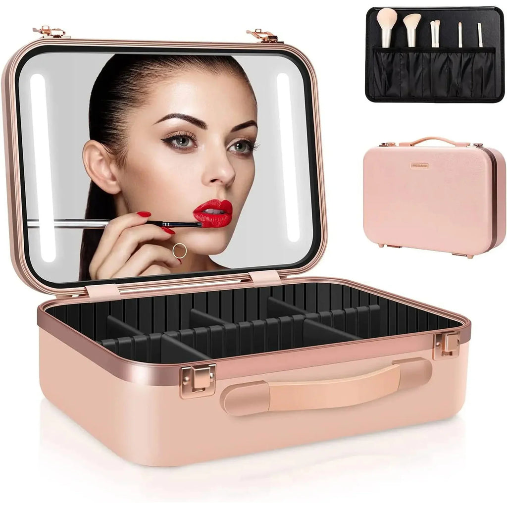 Куфар за гримове с LED огледало