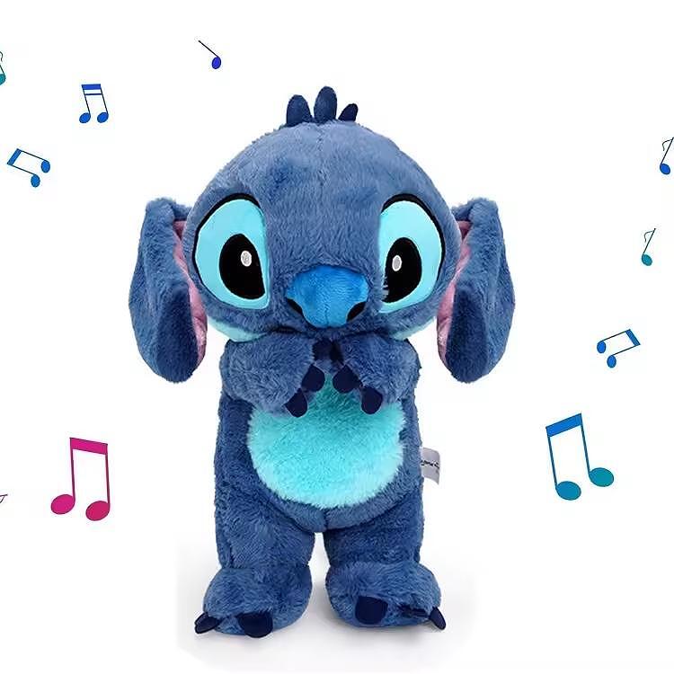 Плюшена играчка Stitch, имитираща дишане със светещо сърце – музика, движение и комфорт за бебета