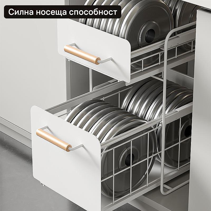 Регулируемо плъзгащо се метално чекмедже за оптимално кухненско съхранение