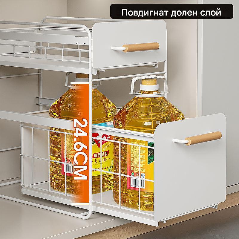 Регулируемо плъзгащо се метално чекмедже за оптимално кухненско съхранение