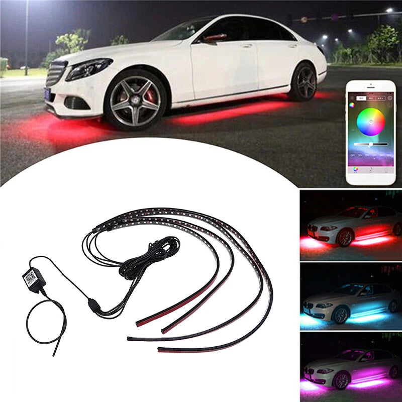 LED лента за под автомобил – RGB неонова подсветка, bluetooth