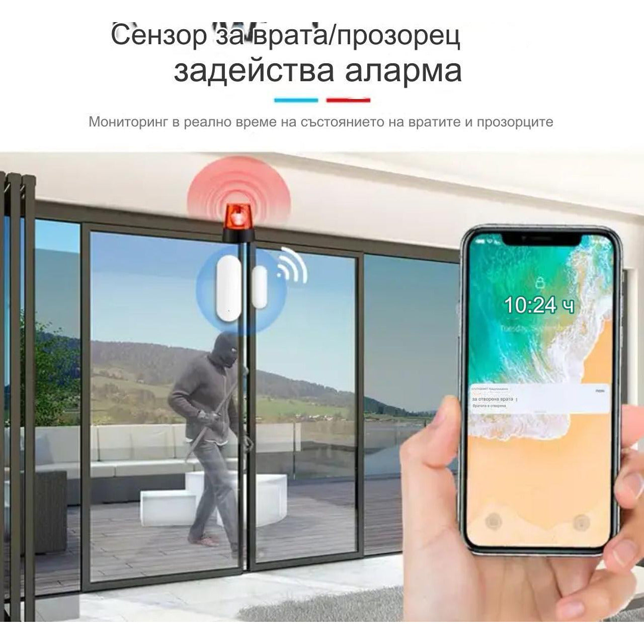 Wi-fi сензорна аларма за врати и прозорци